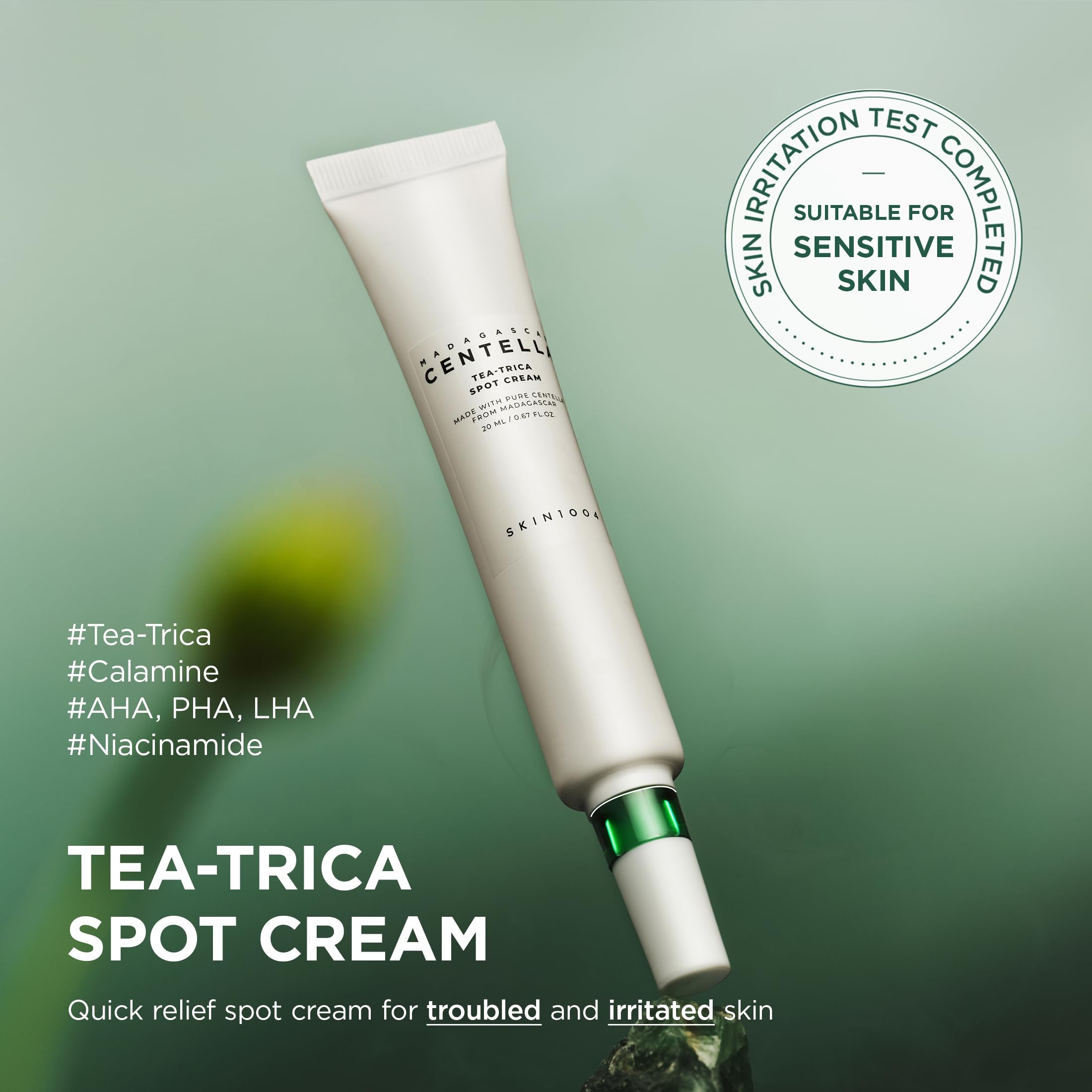 Close-up of SKIN1004 Tea-Trica texture for precise spot treatment.