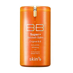 SKIN79 Super Plus Beblesh Balm Orange BB Cream jar showing rich shade 21 Yellow Beige for natural coverage