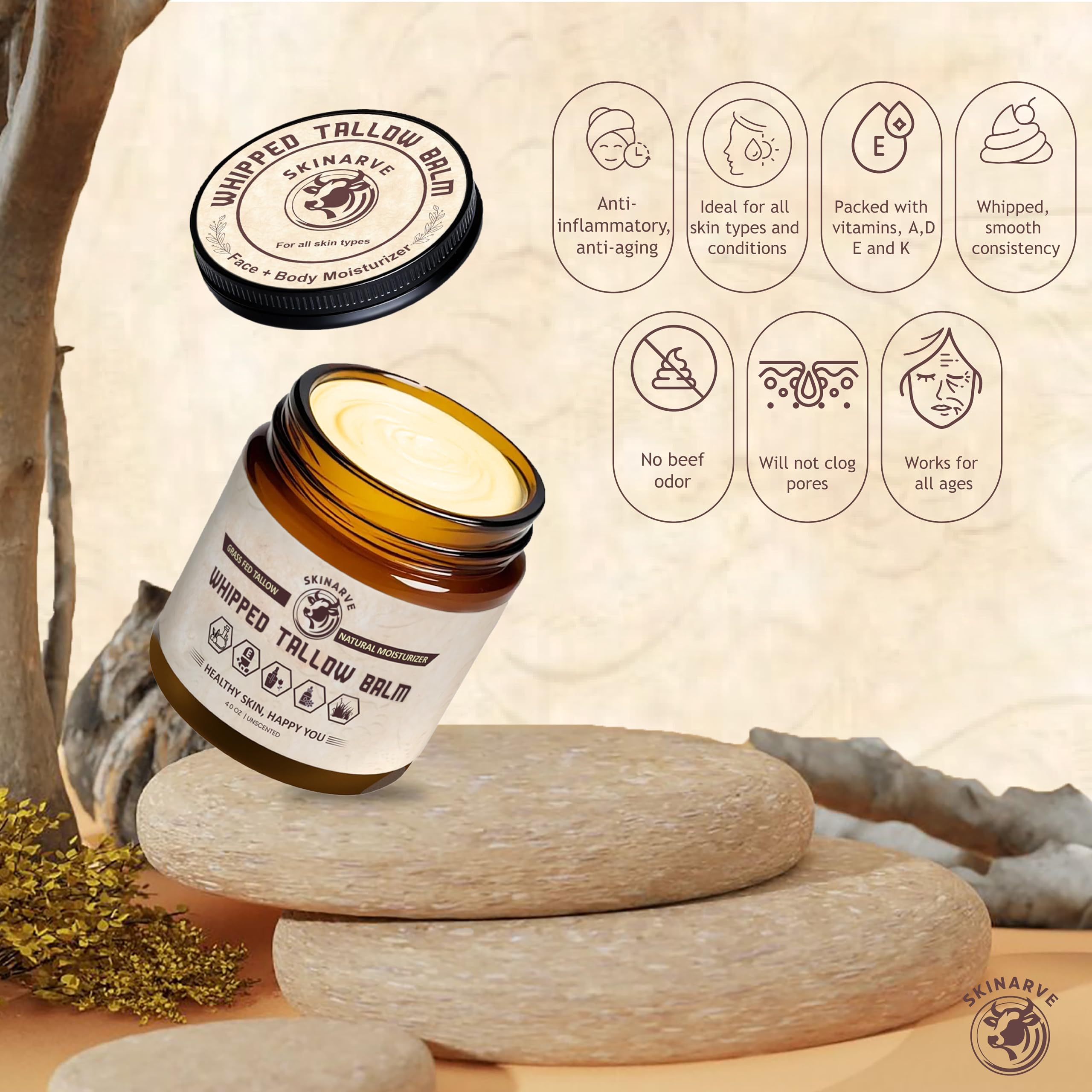 SKINARVE facial application shows fast absorption into dry skin.