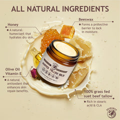 SKINARVE whipped tallow honey balm demonstrates smooth texture and even application.
