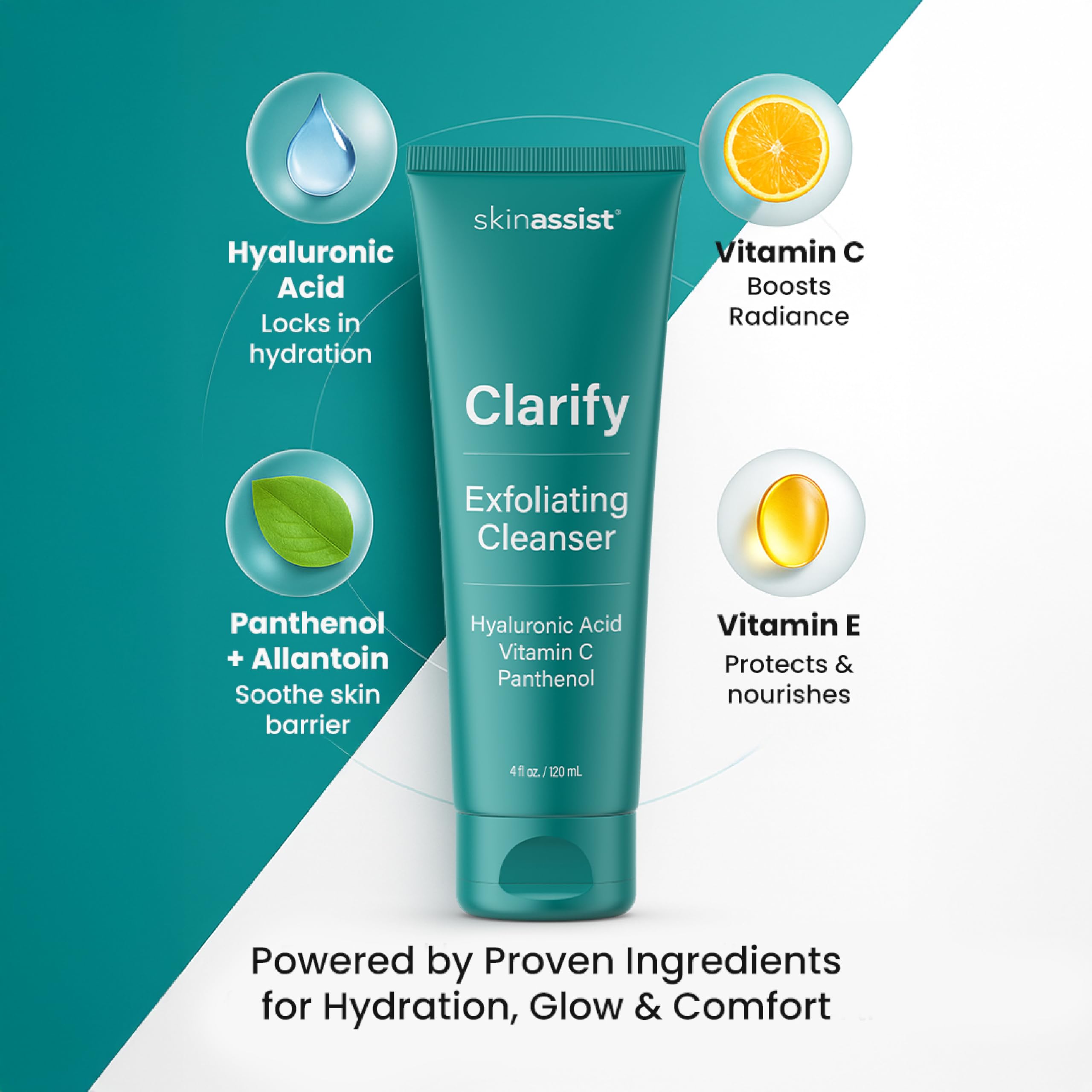SkinAssist Clarify foam-lather demonstrates gentle cleansing and refreshing texture.