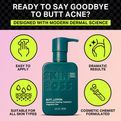 SKINBOSS body lotion packaging showing fast-absorbing, non-greasy formula.