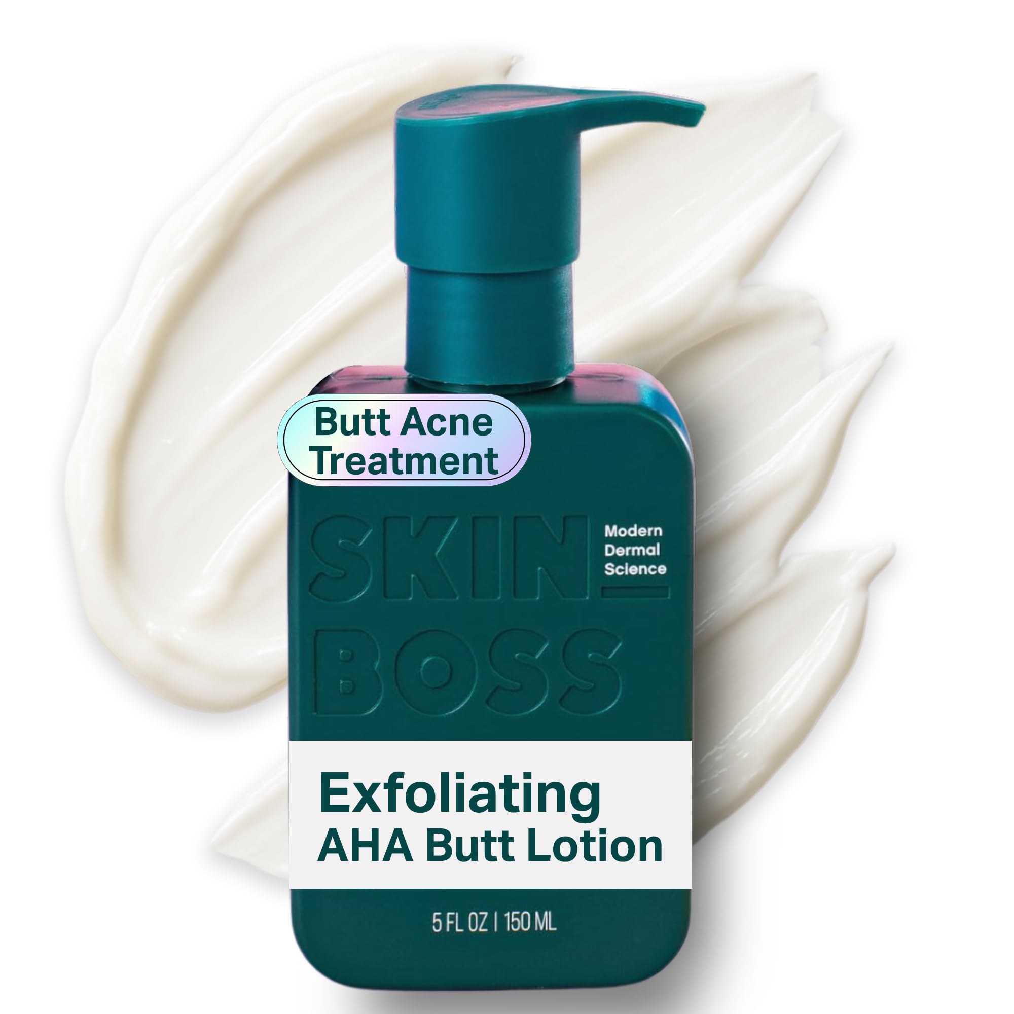 SKINBOSS Butt Acne Clearing Treatment bottle for targeted back and thigh use to reduce blemishes.