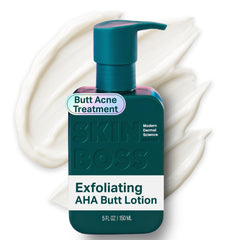 SKINBOSS Butt Acne Clearing Treatment bottle for targeted back and thigh use to reduce blemishes.