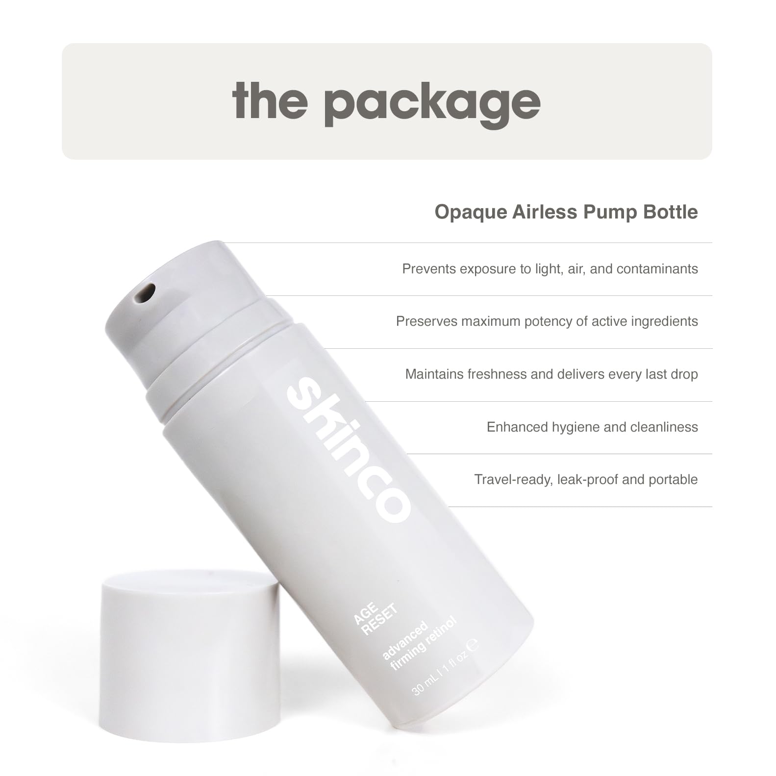 Close-up of SkinCo Age Reset being applied to clean skin.