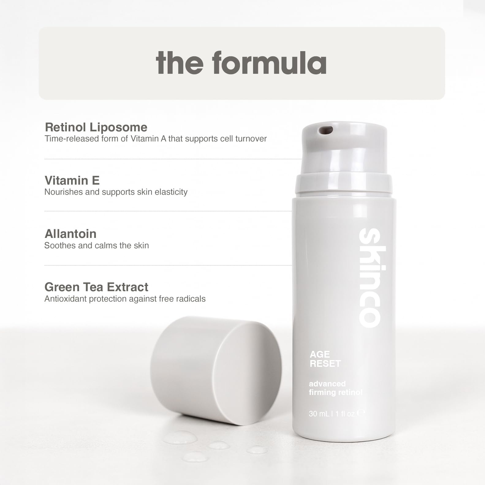 SkinCo Age Reset serum beside botanical imagery signaling antioxidant protection.