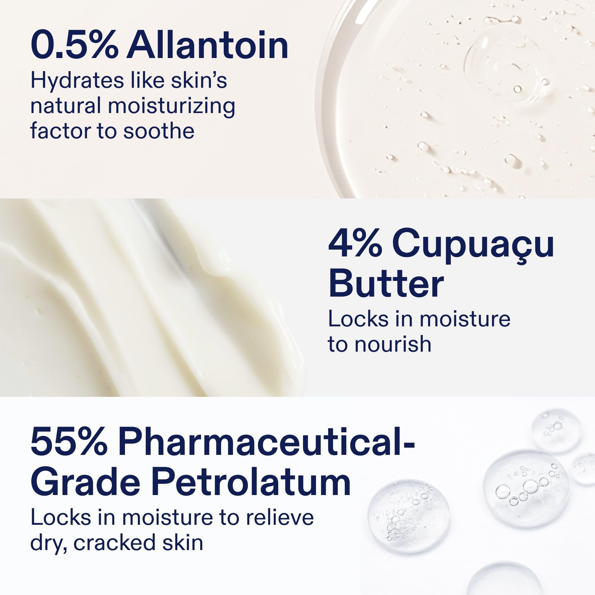 Packaging highlights allantoin and plant oils for soothing skin