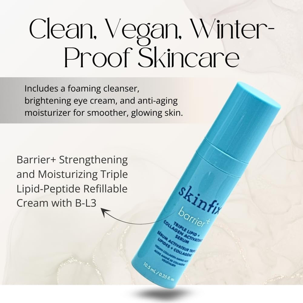 Product display demonstrates daily skincare routine using the Skinfix Barrier Bundle.