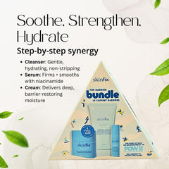Bathroom counter setup with the Skinfix Barrier Bundle highlights convenient use.