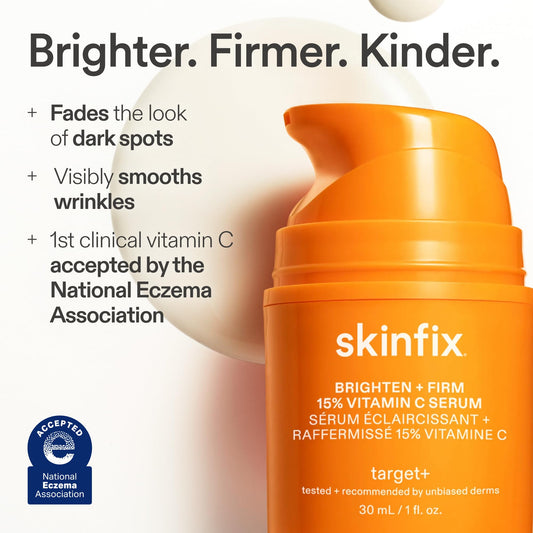 Skinfix Brighten + Firm serum dropper close-up for precise application