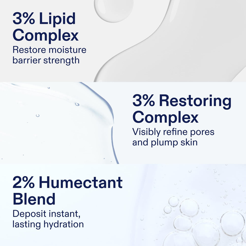 Skinfix hydration-plump effect suggested by dewy skin after use