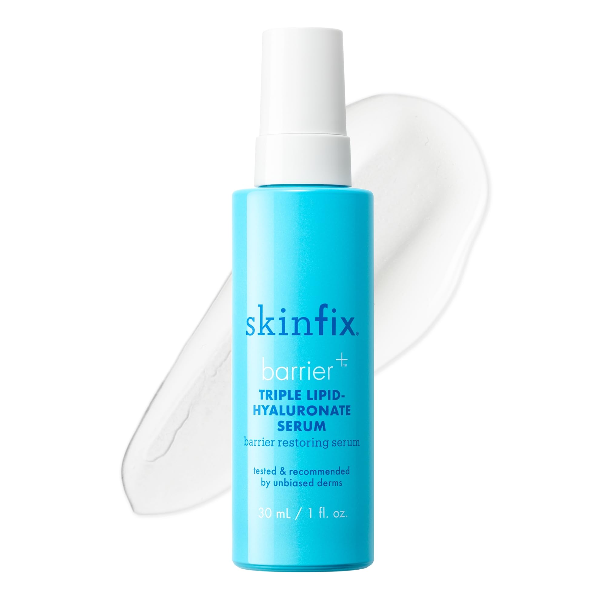 Skinfix Triple Lipid-Hyaluronate Serum bottle highlights lasting hydration.
