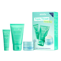 Skinfix Triple Threat Set packshot showing fragrance-free vegan trio for balanced skin