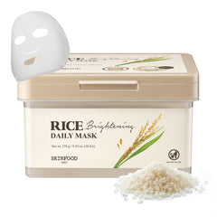 SKINFOOD Rice Daily Mask packaging shows the bulk pack for daily use.