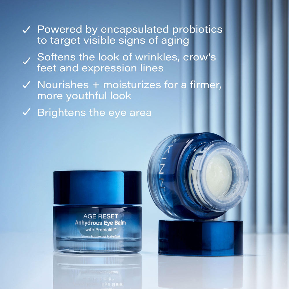 Applying SKINN Age Reset around the eye area with gentle patting