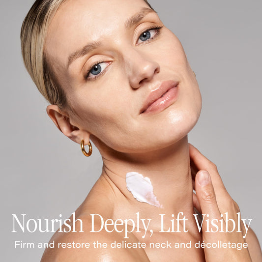 Texture swirl shows creamy consistency ready for easy neck application.