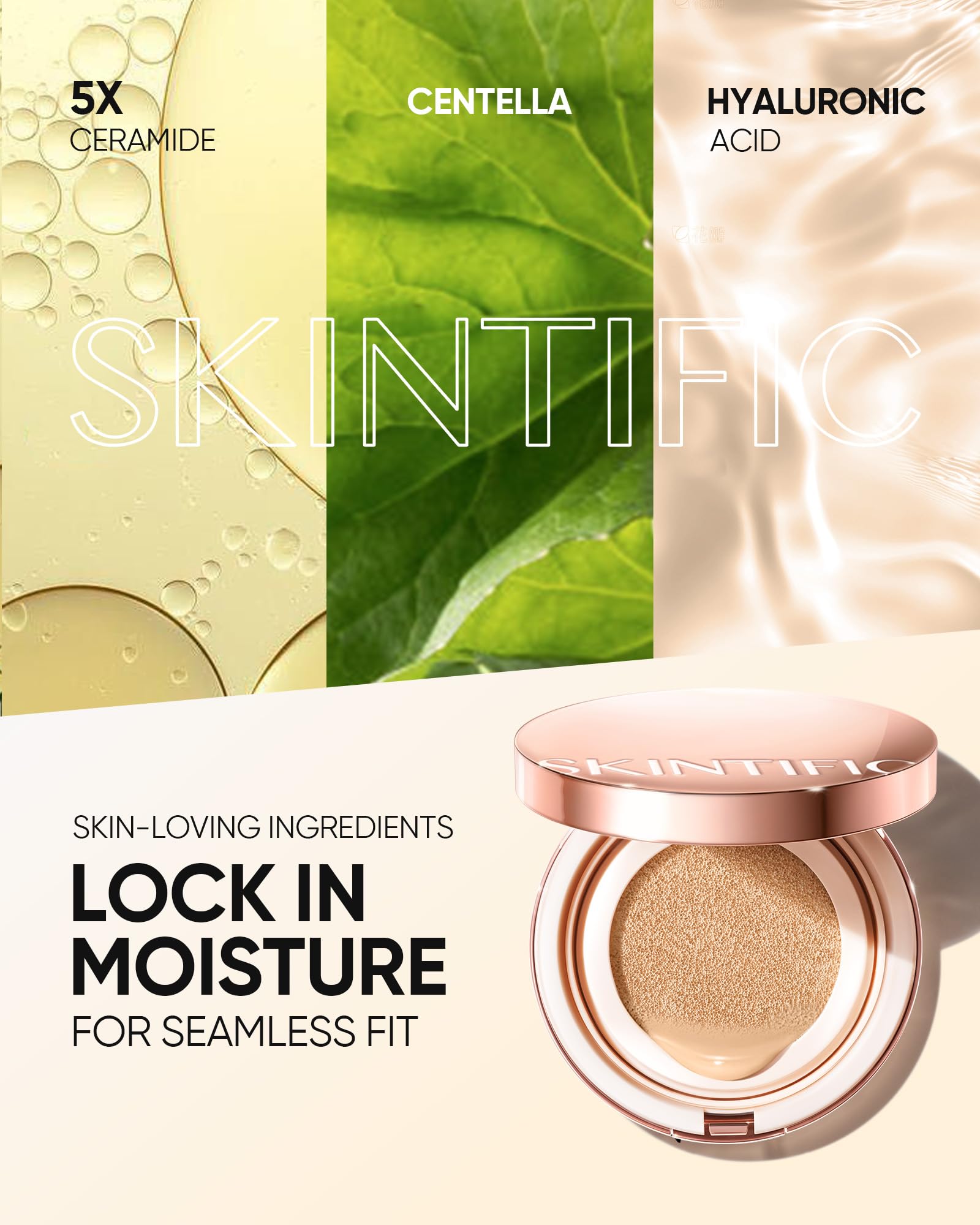 SKINTIFIC Cushion Foundation - easy cushion application for quick daily makeup.