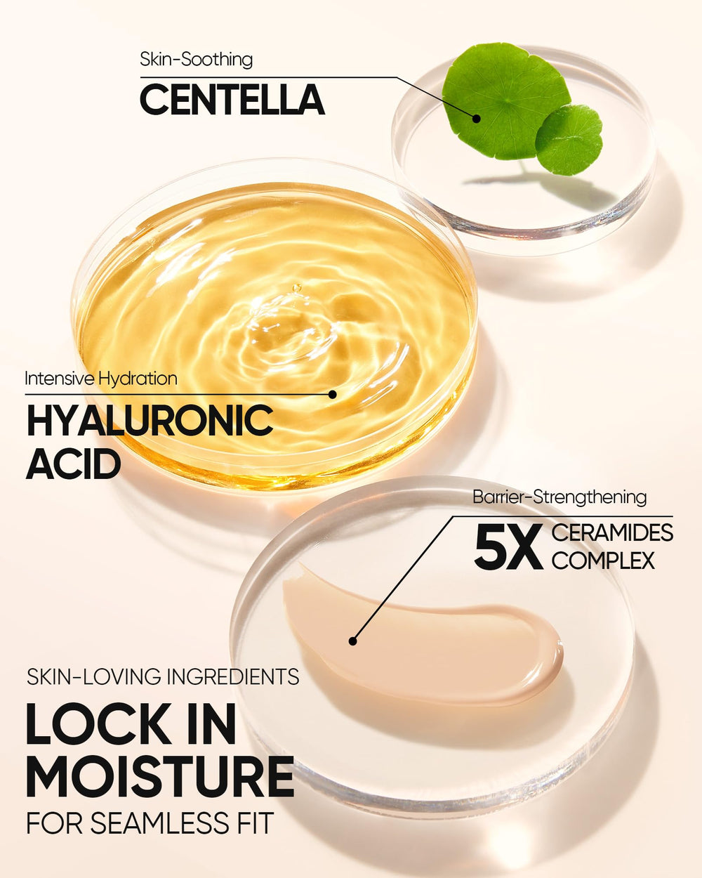 SKINTIFIC Cushion Foundation - 5X ceramide and hyaluronic acid nourish the skin.