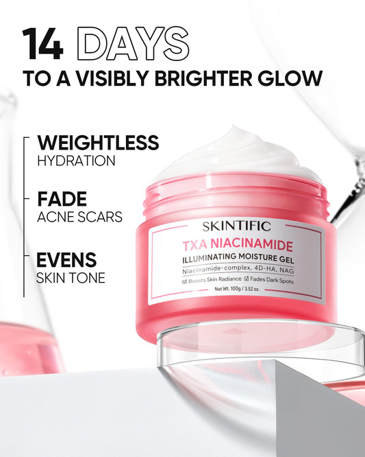 SKINTIFIC MSH Niacinamide Brightening Cream texture closeup highlighting airy, fast-absorbing formula