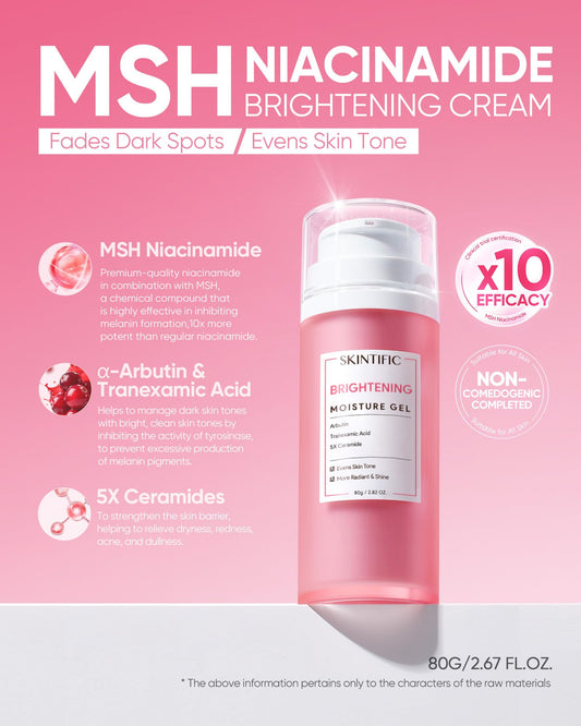 Texture closeup of Skintific MSH Niacinamide Brightening Cream reveals silky finish.
