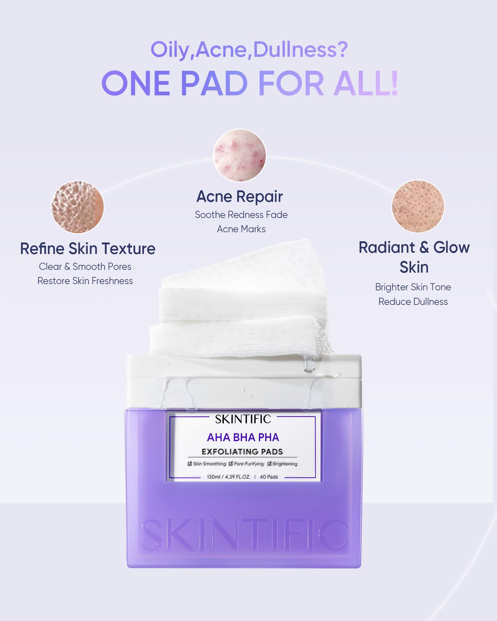 SKINTIFIC Niacinamide brightening pad closeup highlighting blemish fading benefits