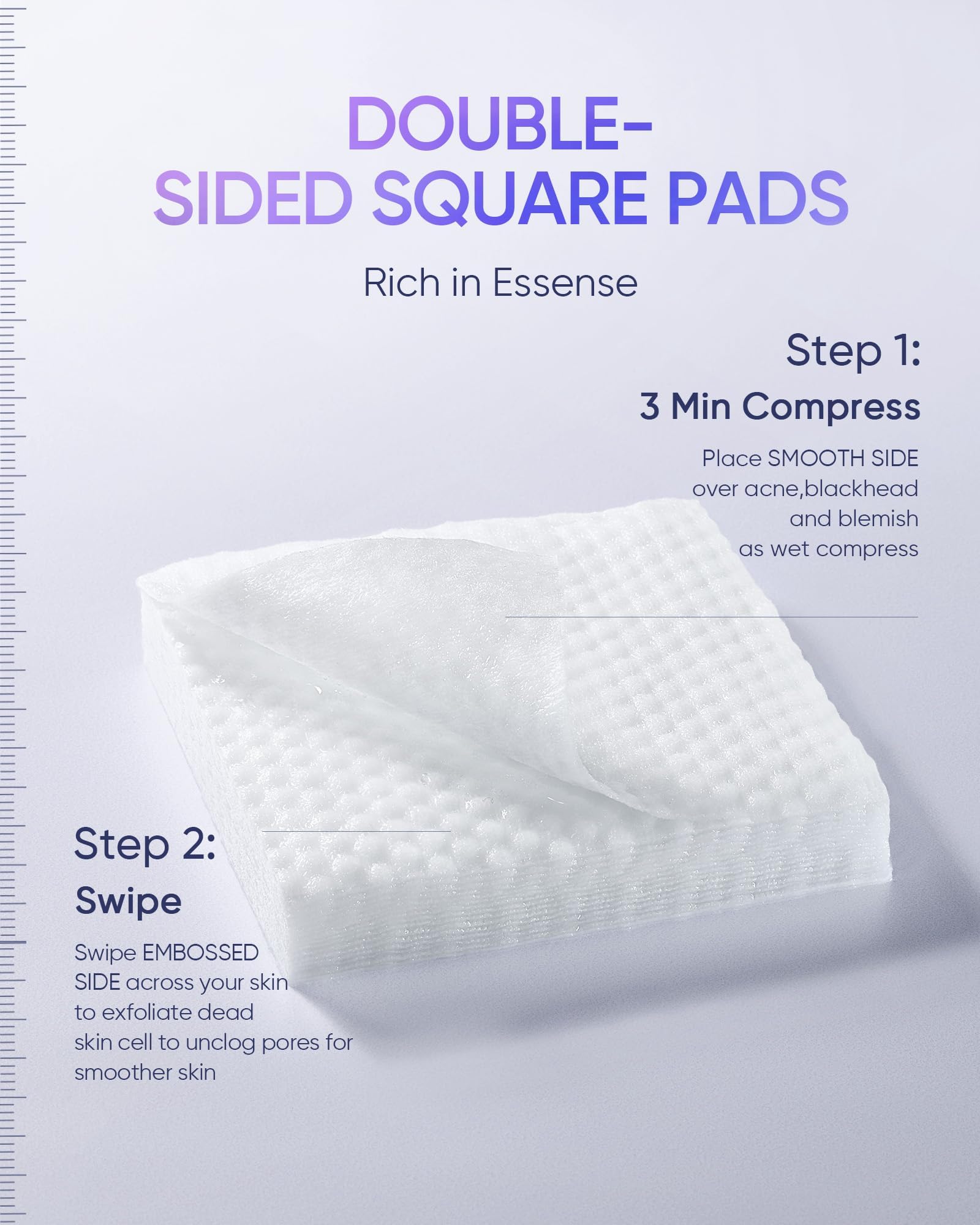 SKINTIFIC Dual-sided pad closeup showing gentle and deep exfoliation options