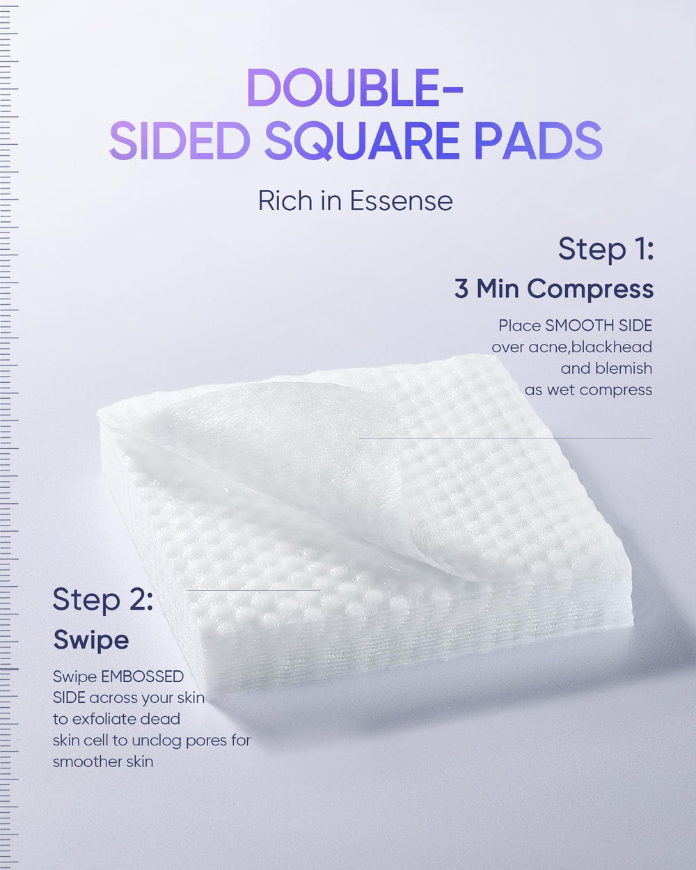 SKINTIFIC Dual-sided pad closeup showing gentle and deep exfoliation options