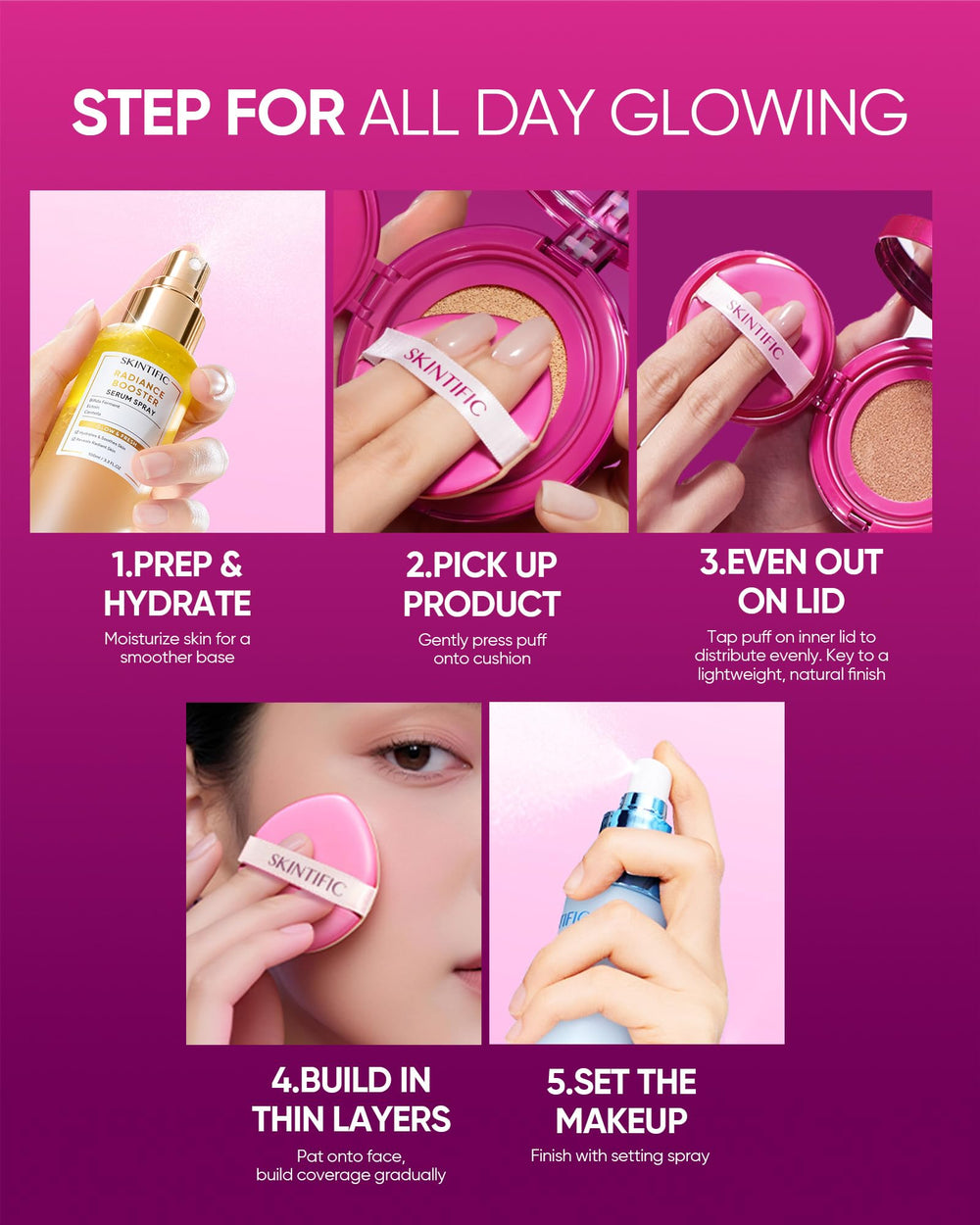 Skintific Pink Glow Cushion travel-compact ready for on-the-go touch-ups