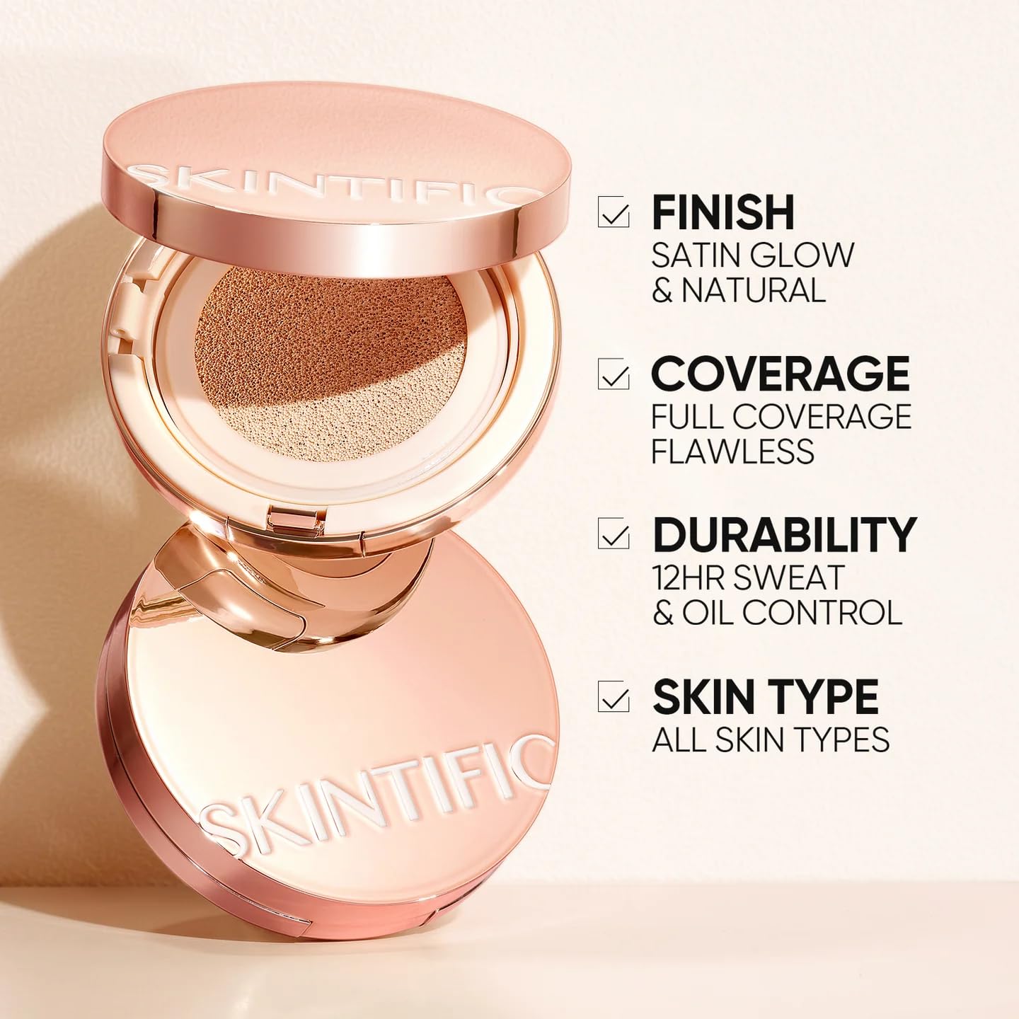 Skintific cushion application swirl showing buildable coverage