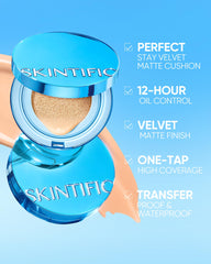 Swatch on cheek reveals Vanilla shade for oily-to-combination skin.