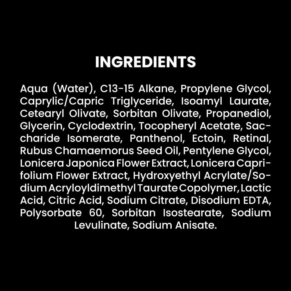Ingredients view highlights panthenol, ectoine, and saccharide isomerate for barrier support.