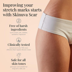 Skinuva growth factors and hyaluronic acid nourish large scars.