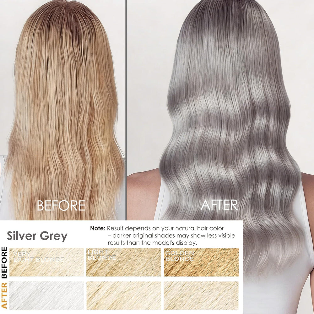 Sklight hair dye shampoo applied to dry hair for even coverage.
