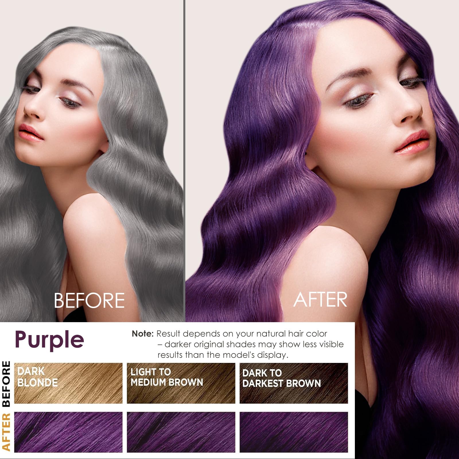 Root-to-tip color with Sklight creates vibrant purple shade in minutes.