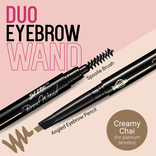 Skone Dual-ended Brow Definer with Spoolie for fast shaping and grooming.