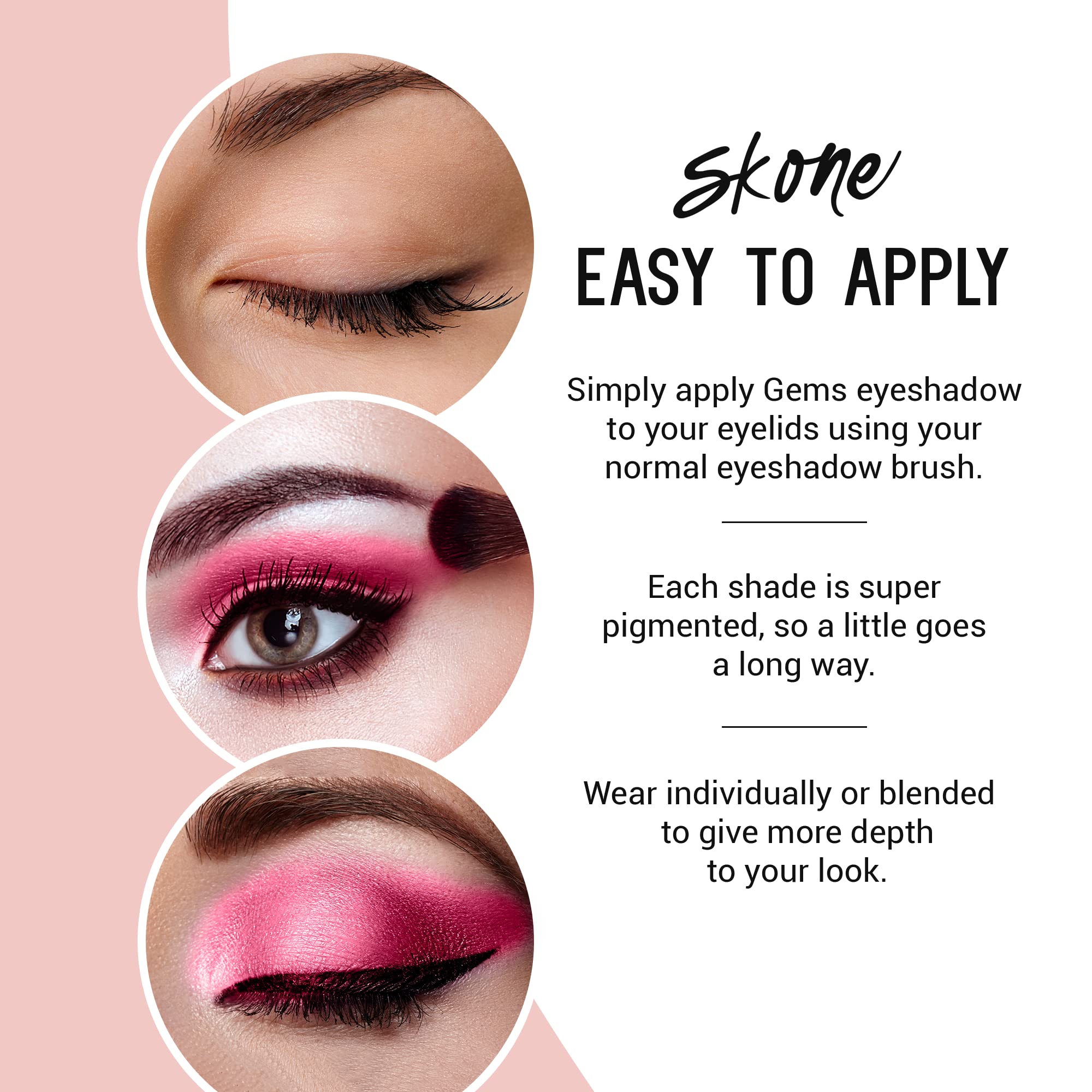 Skone Gems Champagne swatch offers light-reflective shimmer perfect for brightening the eyes