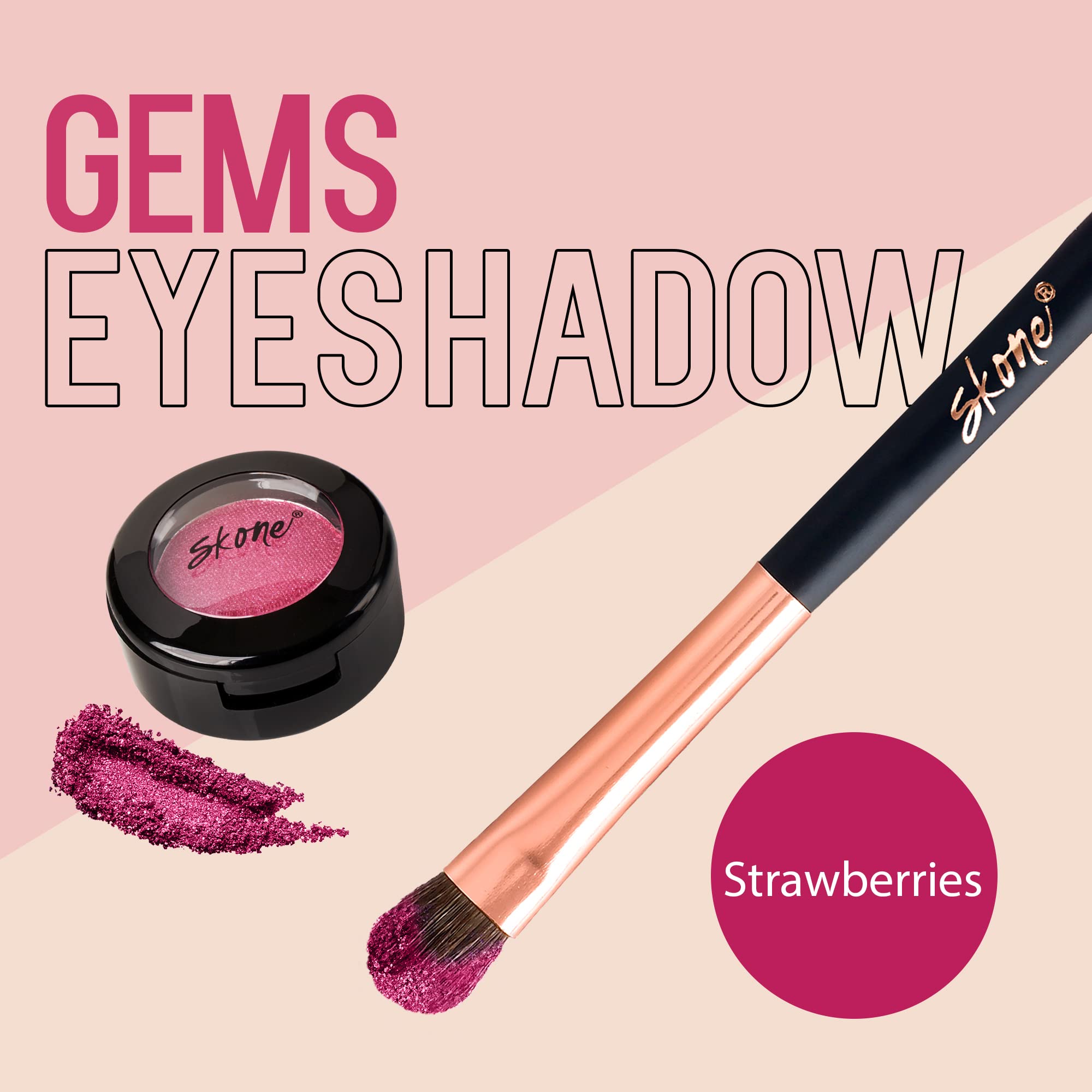 Skone Gems Strawberries swatch reveals rich color with a soft glow for warm eyelids