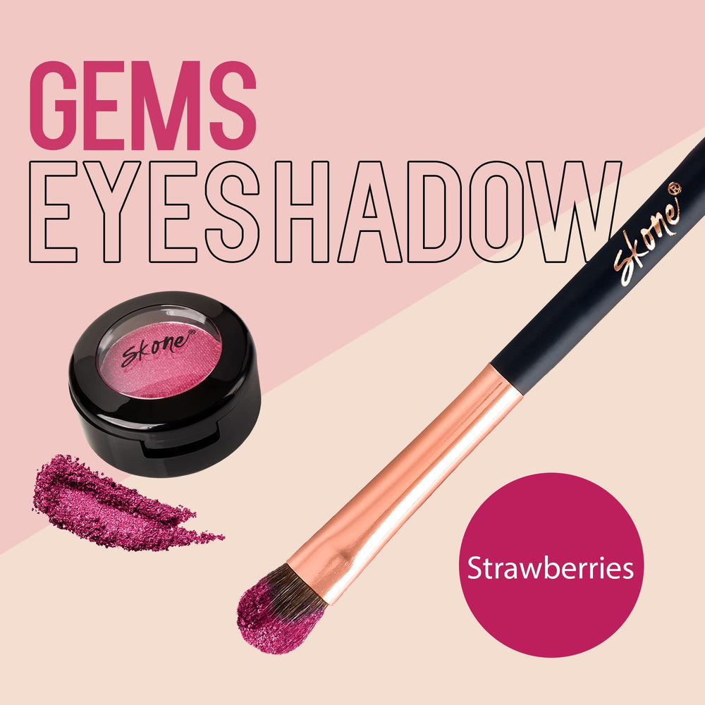 Skone Gems Strawberries swatch reveals rich color with a soft glow for warm eyelids