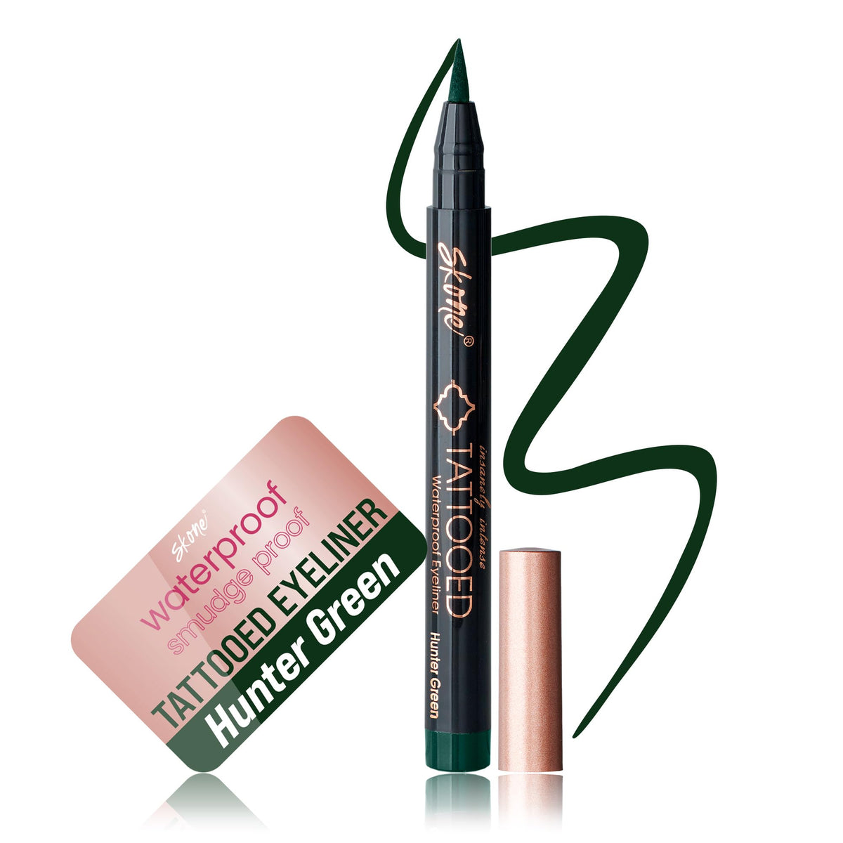 Skone Hunter Green Eyeliner Pen provides bold, defined definition with lasting wear