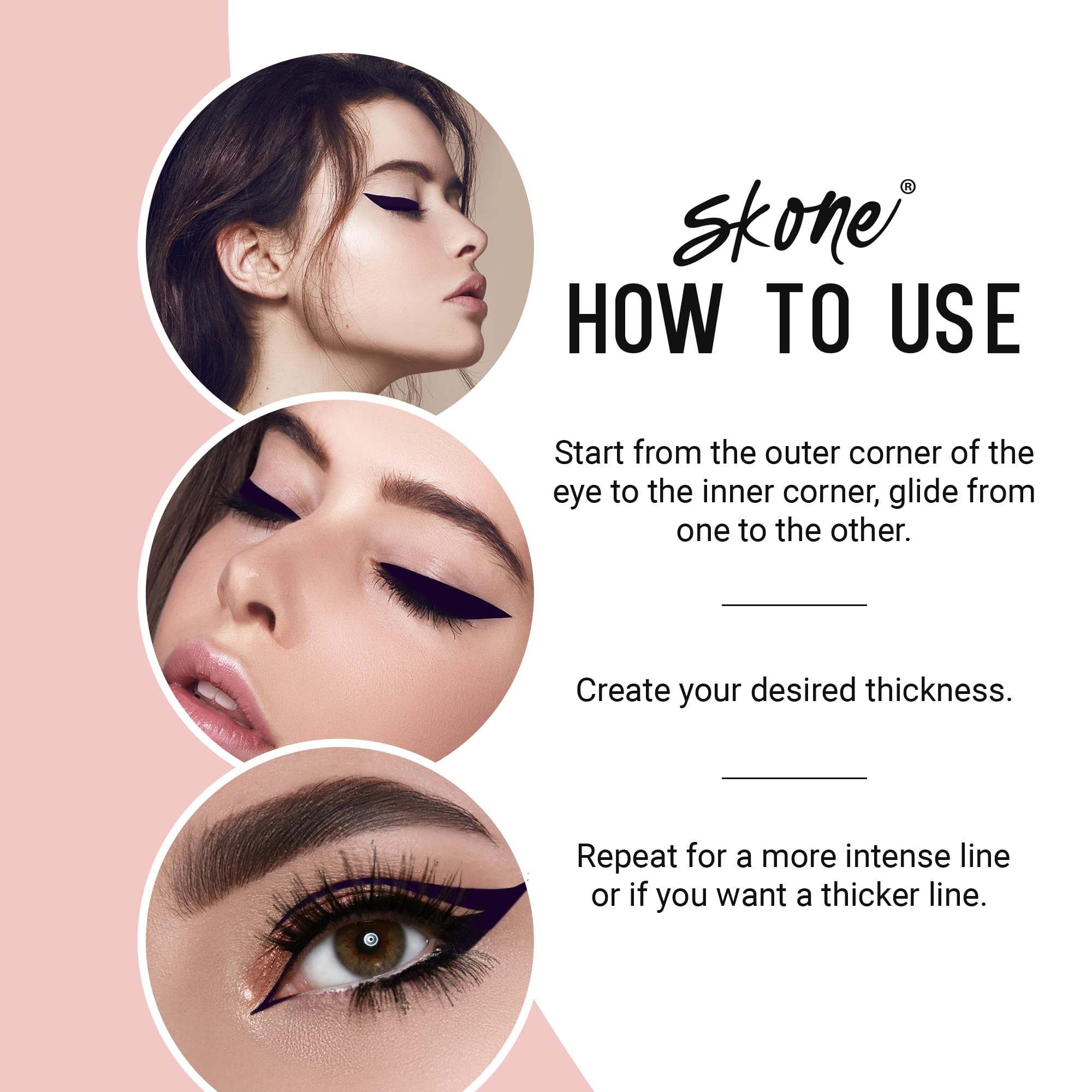 Skone Insanely Intense eyeliner dries quickly for on-the-go looks.
