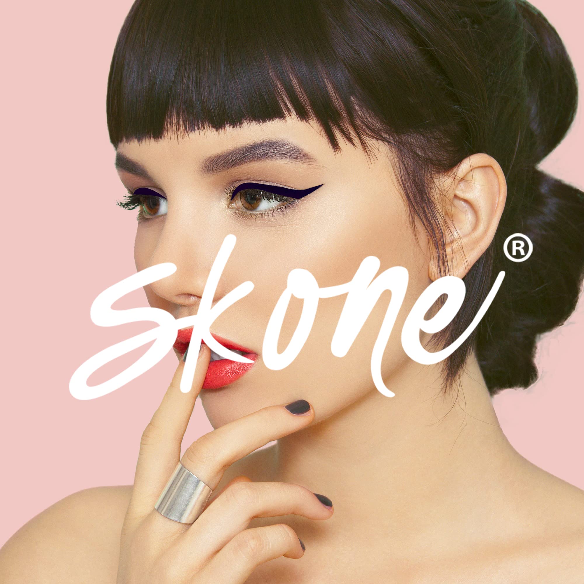 Hooded-eye use with Skone felt-tip eyeliner for precise lines.
