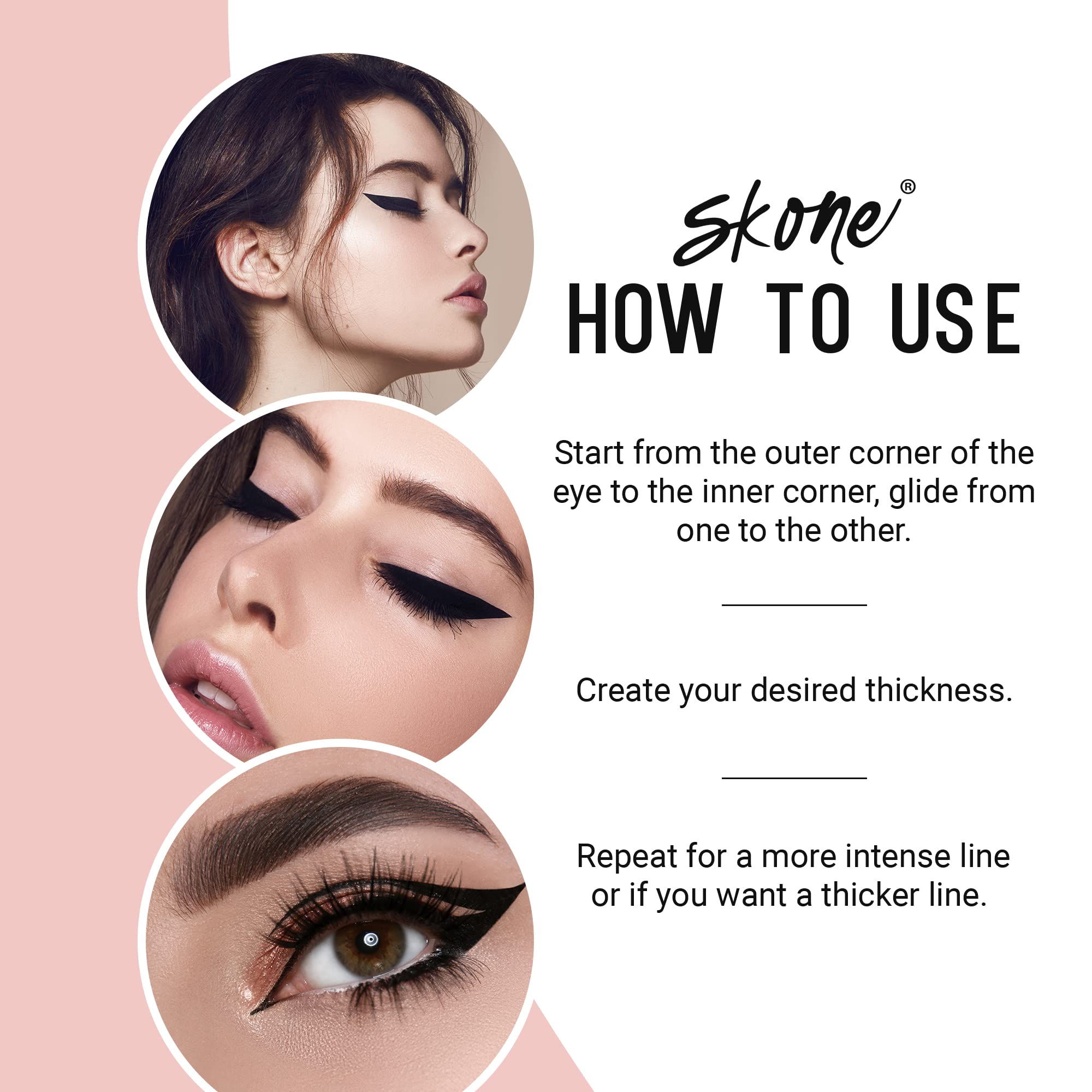 Skone perfect wing eyeliner with precise pigment deposition.