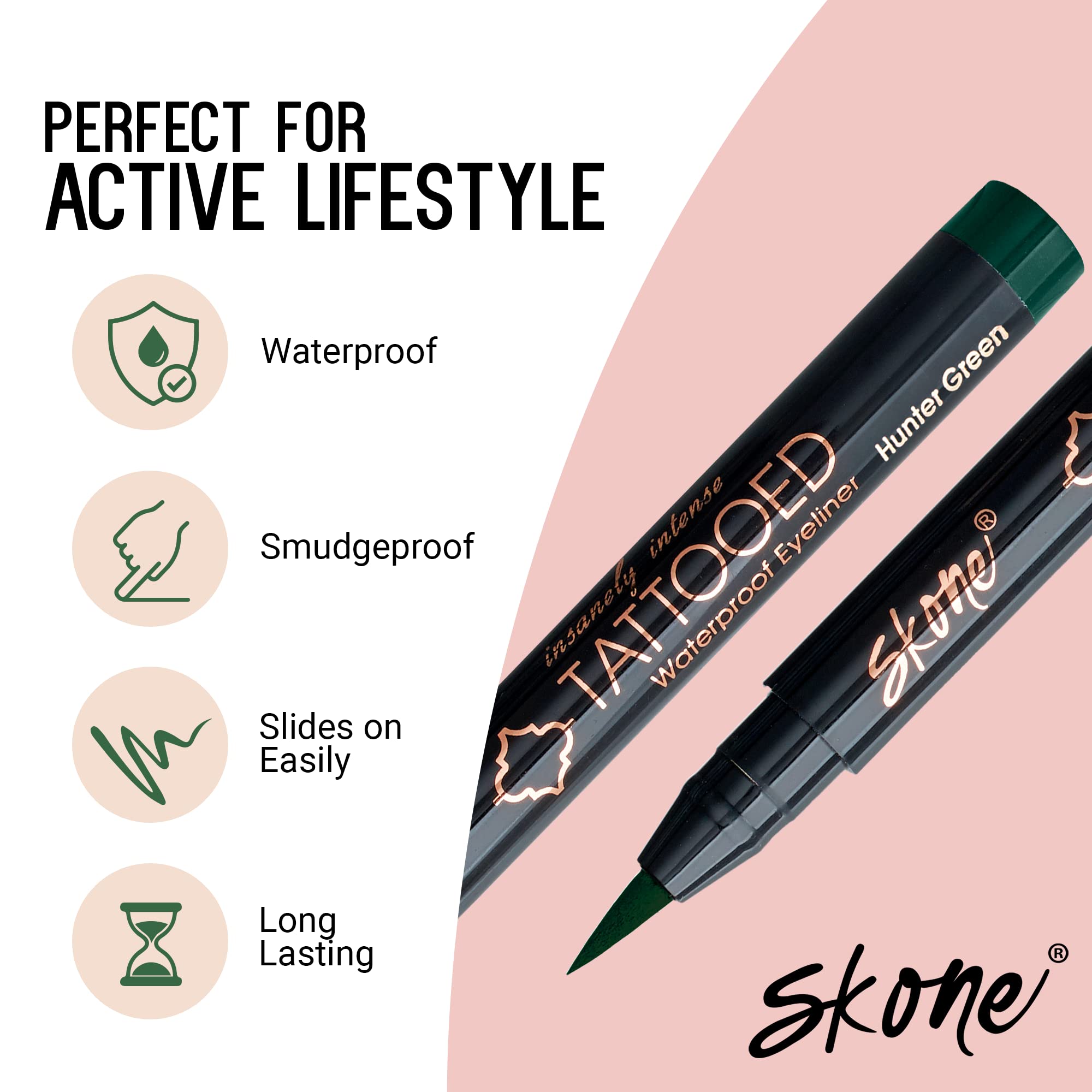 Skone waterproof liquid eyeliner pen stays put through workouts and water