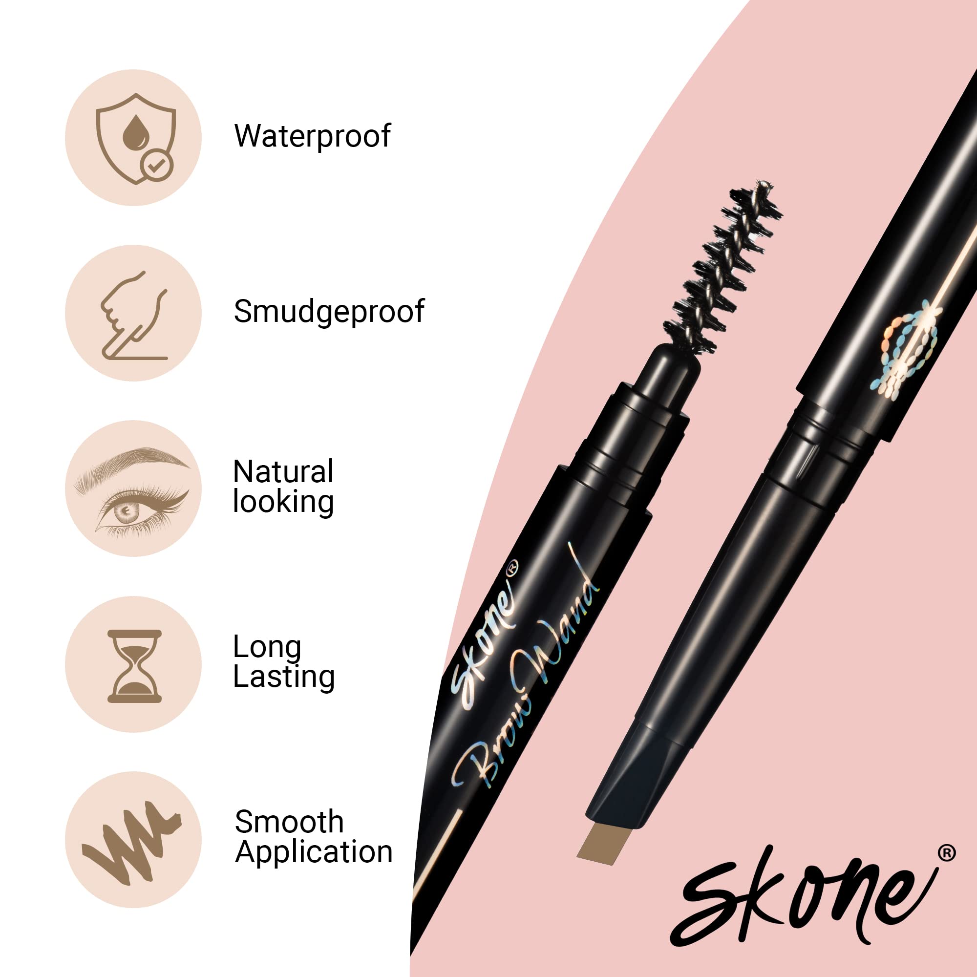 Skone Waterproof Long-Wear Brow Pencil resists sweat and moisture all day.