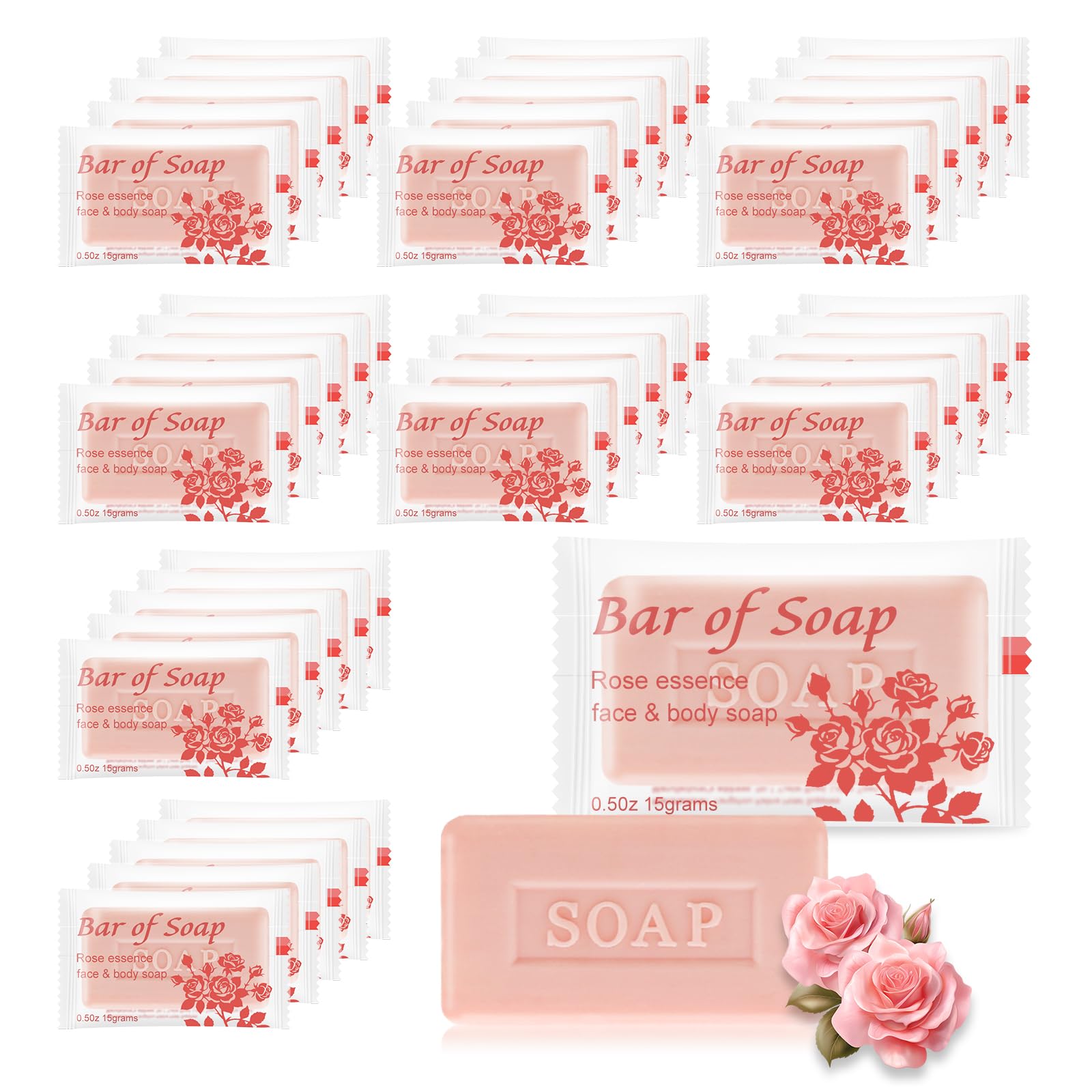Skourvut bulk bar soap 60-pack on display for guest rooms