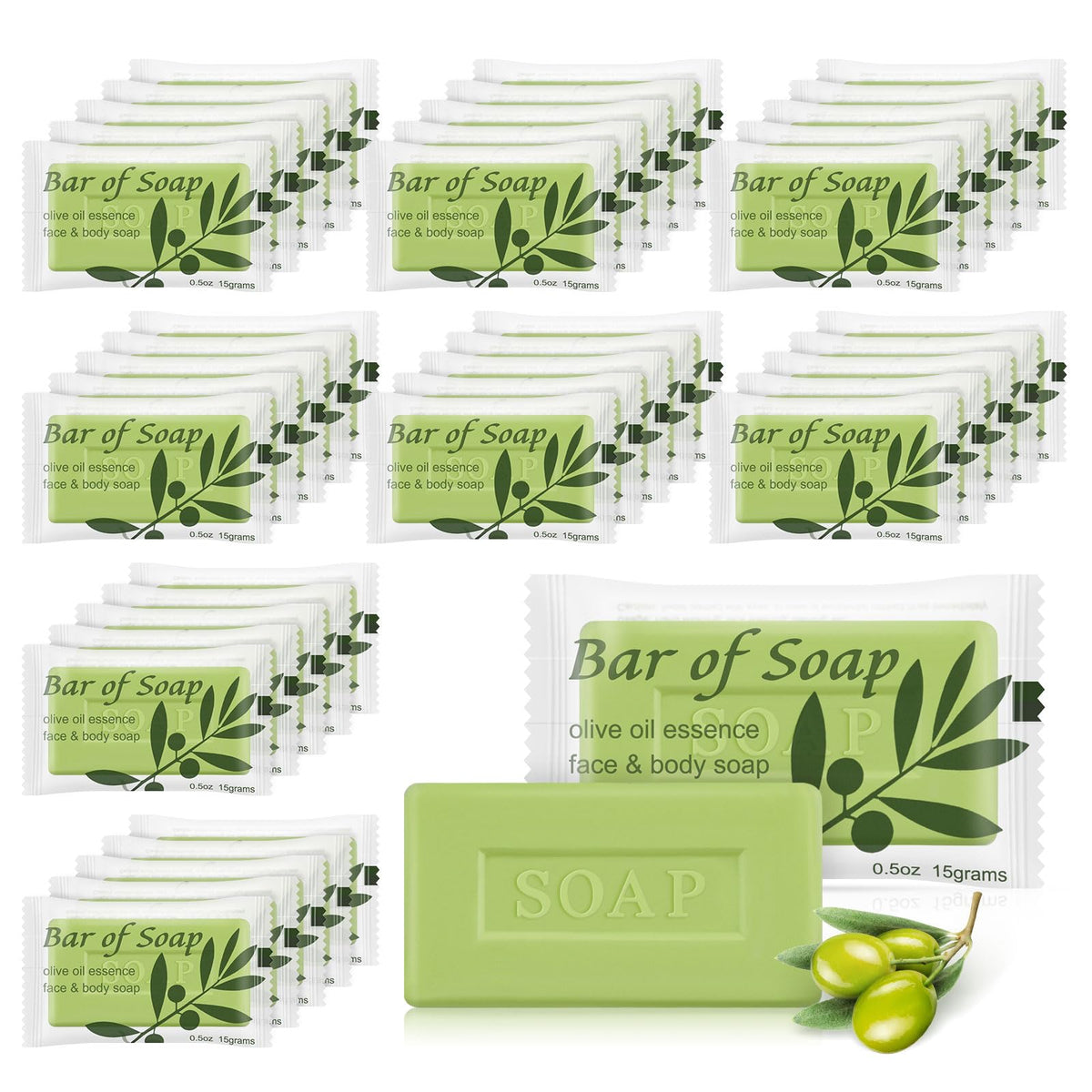 Skourvut olive oil bulk soap, 60-pack for hotel guest rooms and hospitality.