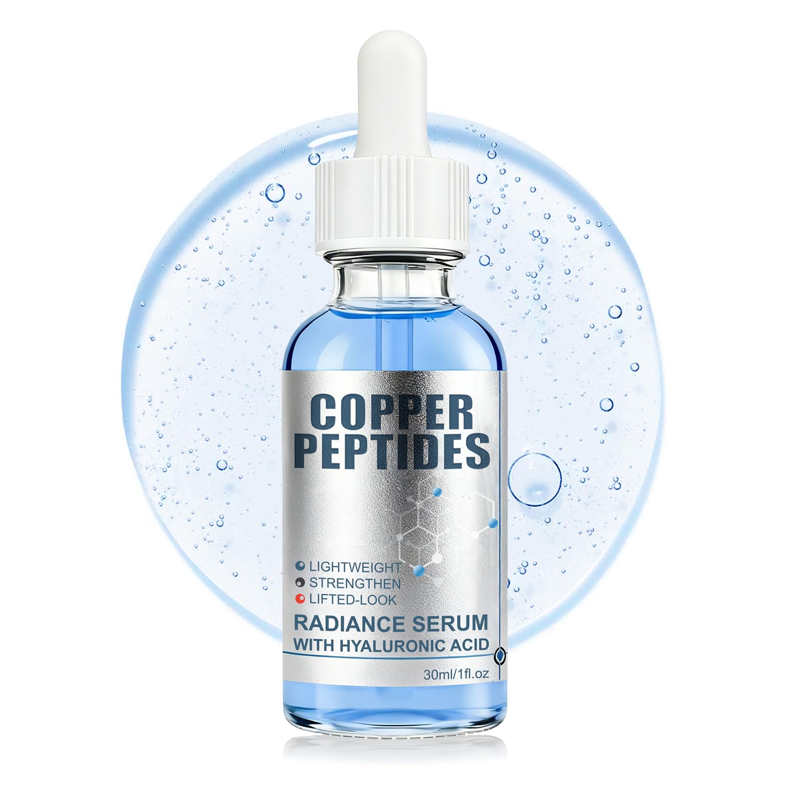 SKSOYT Copper Peptide Serum bottle close-up for daily hydration.