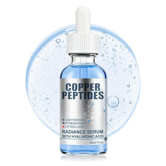 SKSOYT Copper Peptide Serum bottle close-up for daily hydration.