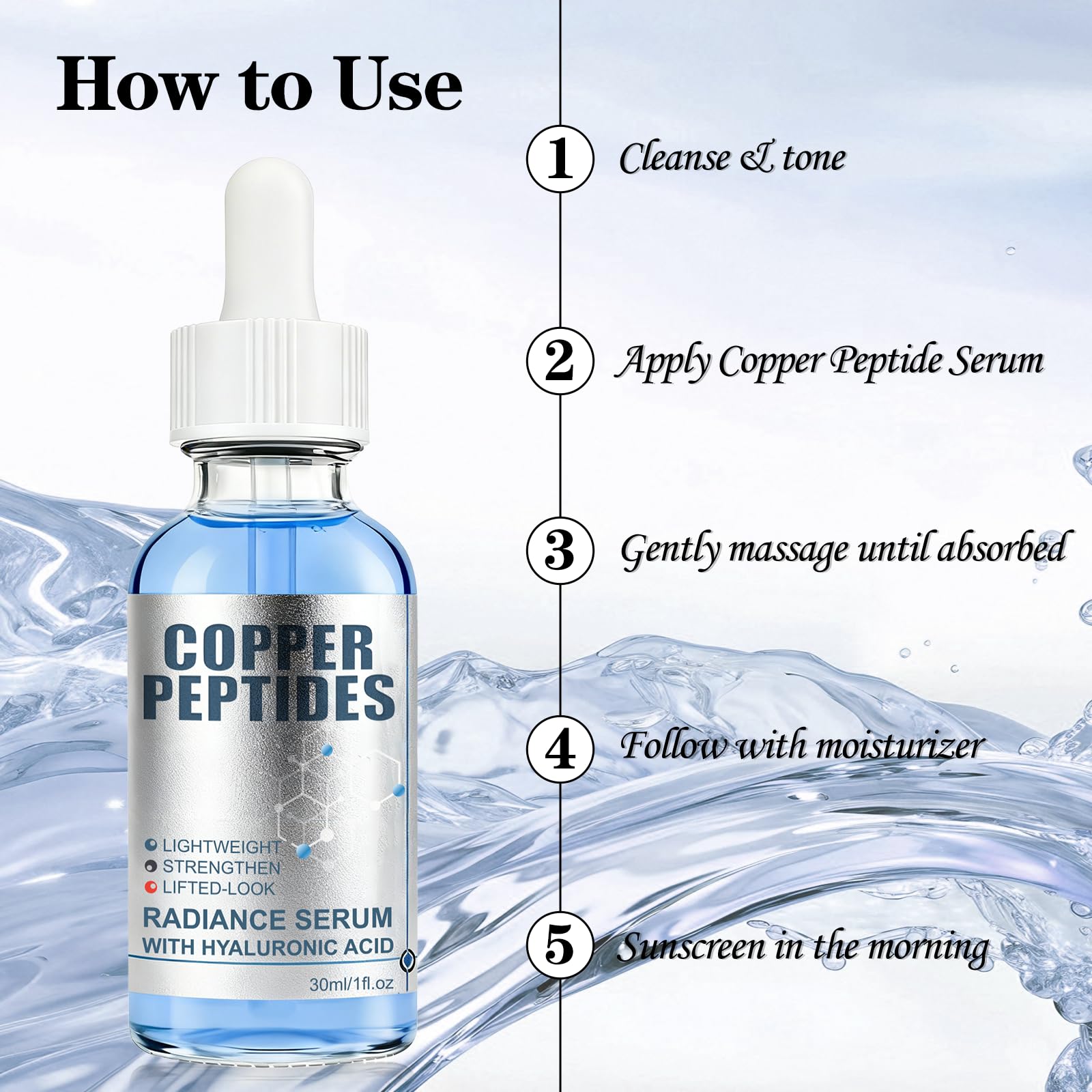 SKSOYT fast-absorbing copper peptide serum leaves a light finish.