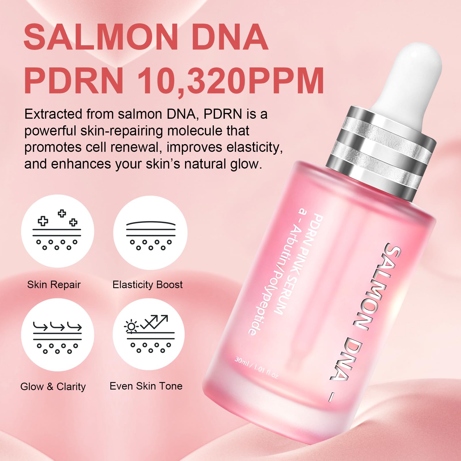 SKSOYT Pink Peptide 12 PDRN Serum pump-application demonstrates quick absorption and hydration